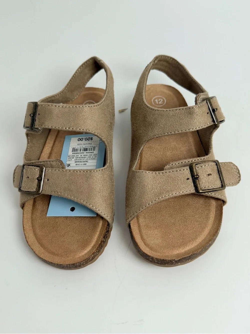 Cat & Jack Beige Suede Double-Buckle Kids Sandals 075